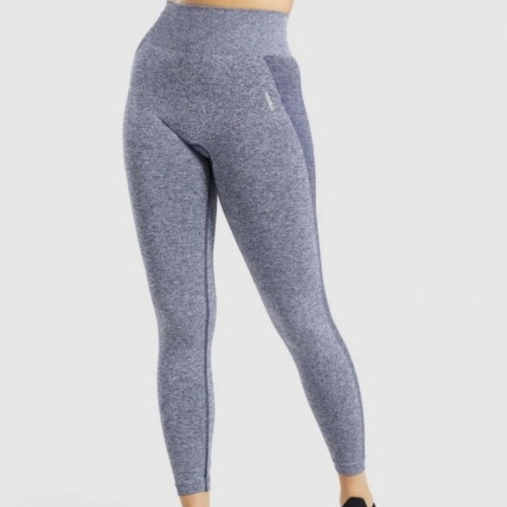 GYMSHARK VITAL SEAMLESS LEGGINGS Grey tone Blue MARL (XS) EUC